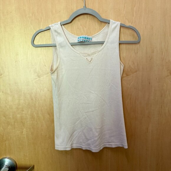 Croquet Club Tops - Vintage Croquet Ivory Lace Tank Top – L